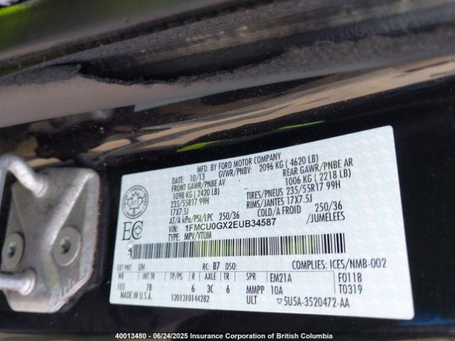 1FMCU0GX2EUB34587 Ford 2014