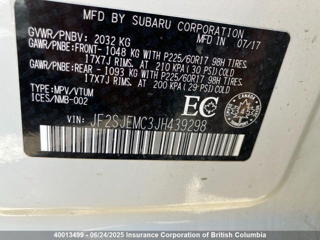 JF2SJEMC3JH439298 Subaru naturally aspirated c5