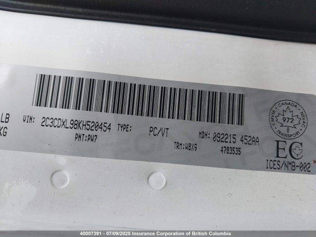 2C3CDXL98KH520454 Dodge 2019