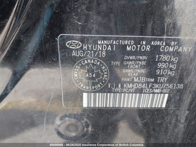 KMHD84LF3KU756138 Hyundai mpi nu