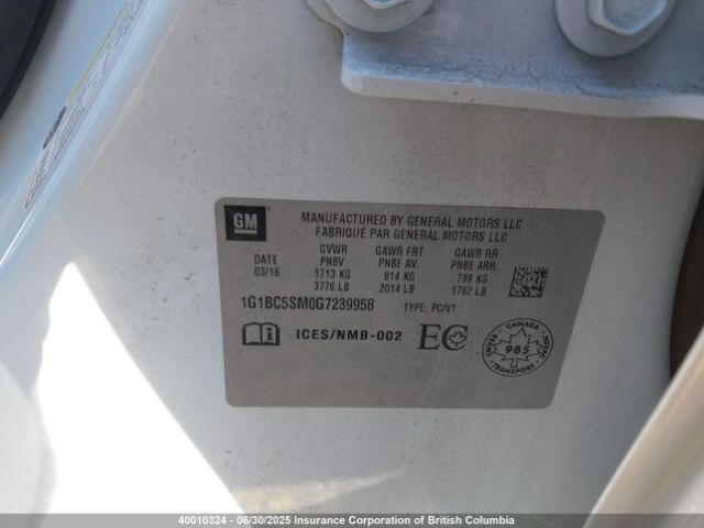 1G1BC5SM0G7239958 Chevrolet le2 - di: direct injection, alum, vvt, gen i, gmna