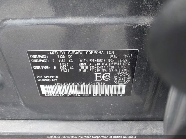 4S4BSDGC5J3244880 Subaru c5