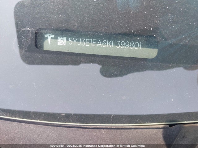 5YJ3E1EA6KF399801 Tesla MODEL 3