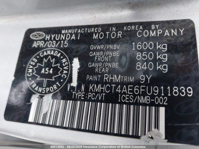 KMHCT4AE6FU911839 Hyundai dohc gdi gamma
