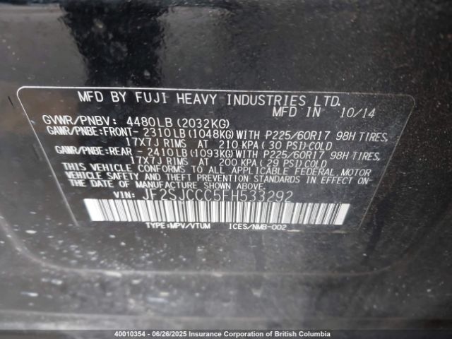 JF2SJCCC5FH533292 Subaru 2.5na c0