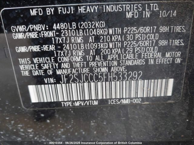 JF2SJCCC5FH533292 Subaru 2.5na c0