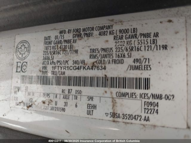 1FTYR1CG4FKA47634 Ford 2015