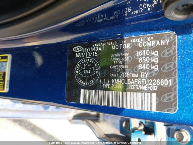 KMHCU5AE6FU226601 Hyundai dohc gdi gamma