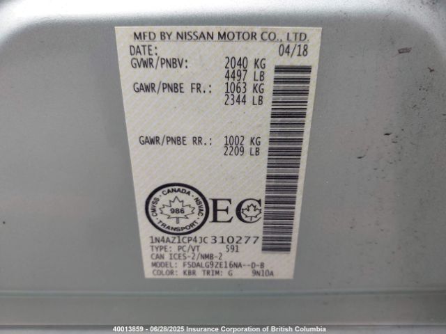 1N4AZ1CP4JC310277 Nissan Leaf