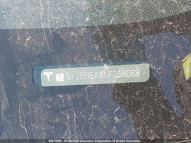 5YJ3E1EA8NF258068 Tesla MODEL 3