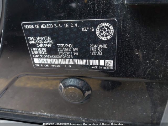 3CZRU5H36GM104078 Honda r18z9