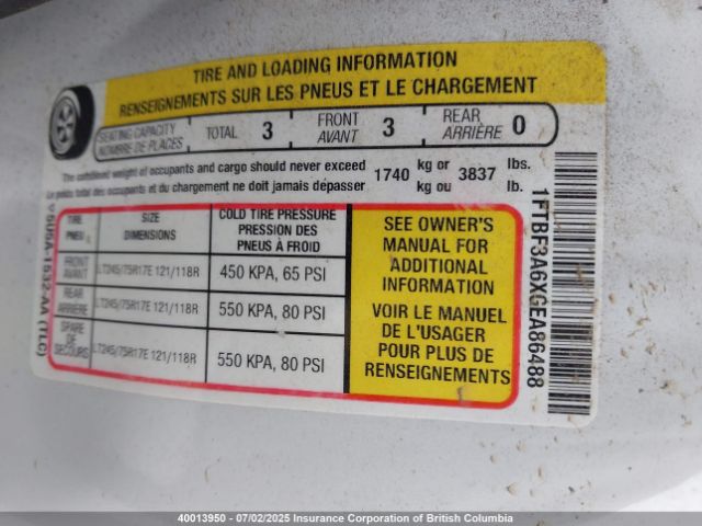 1FTBF3A6XGEA86488 Ford 2016