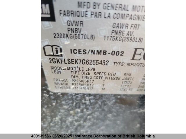 2GKFLSEK7G6265432 GMC lea - e85 max, aluminum