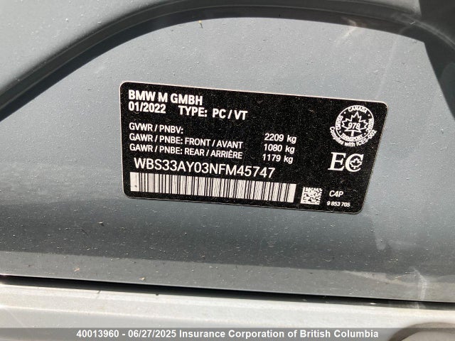 WBS33AY03NFM45747 BMW M3