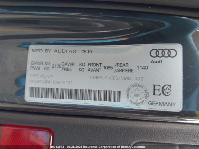 WAUBNAF41KN015121 Audi 2019