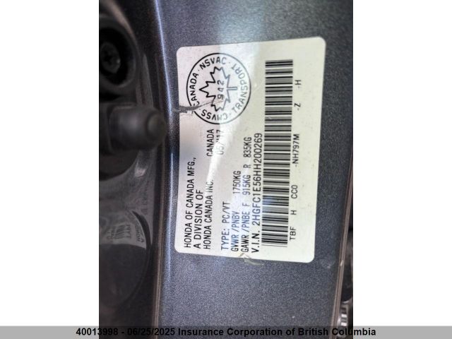 2HGFC1E56HH200269 Honda l15b7