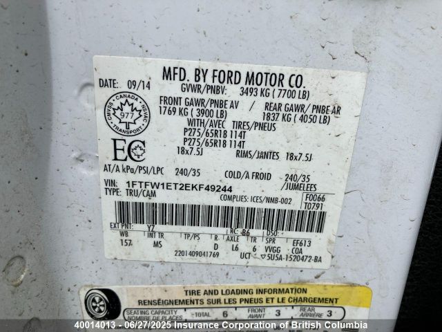 1FTFW1ET2EKF49244 Ford 2014