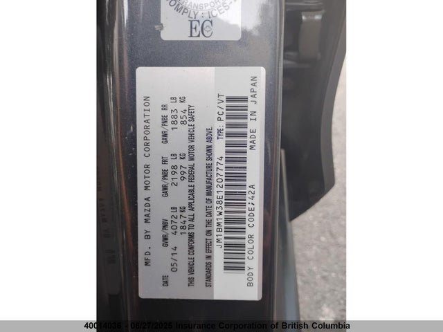 JM1BM1W38E1207774 Mazda py