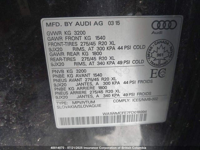 WA1WMCFE7FD018994 Audi Tdi