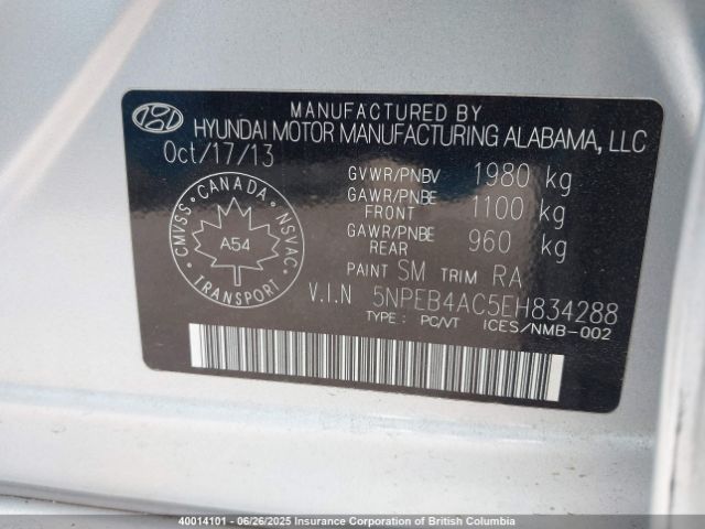 5NPEB4AC5EH834288 Hyundai gamma