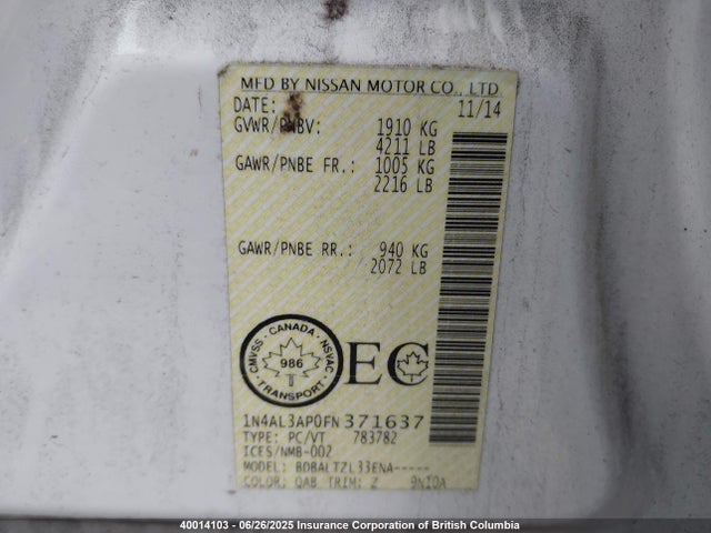 1N4AL3AP0FN371637 Nissan 2015