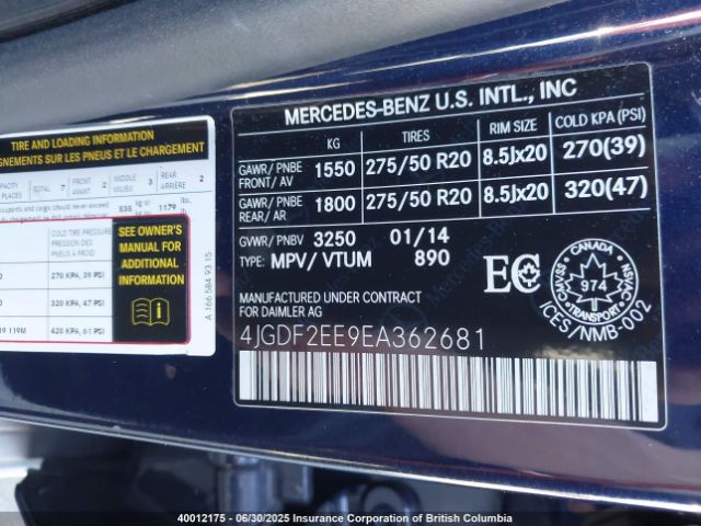 4JGDF2EE9EA362681 Mercedes-Benz 2014