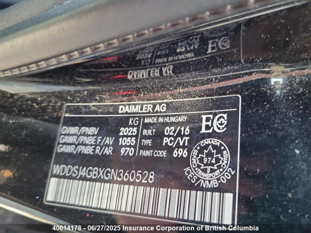 WDDSJ4GBXGN360528 Mercedes-Benz CLA-Class