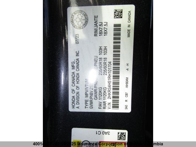 2HKRS4H51RH101704 Honda l15be