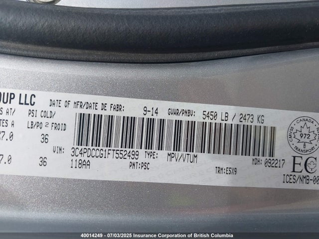 3C4PDCCG1FT552499 Dodge 2015