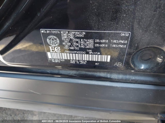 JTMAAAAA9PA002042 Toyota 1xm motor
