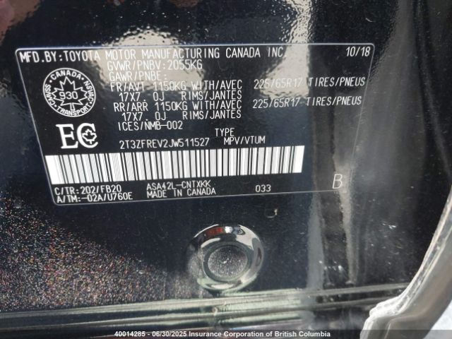 2T3ZFREV2JW511527 Toyota 2ar-fe