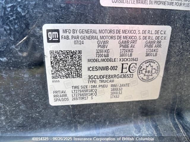 3GCUDFE8XRG436533 Chevrolet lz0