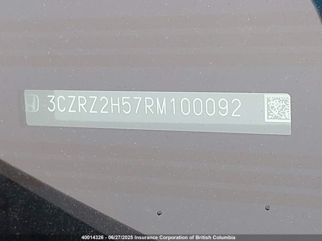 3CZRZ2H57RM100092 Honda k20z5