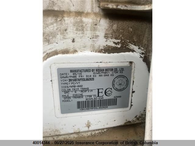 3N1AB7AP2GL662620 Nissan 2016