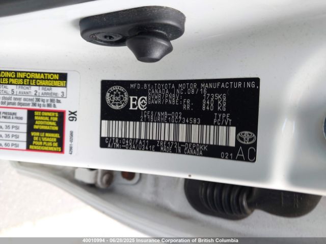 2T1BURHE1GC734583 Toyota 2zr-fe