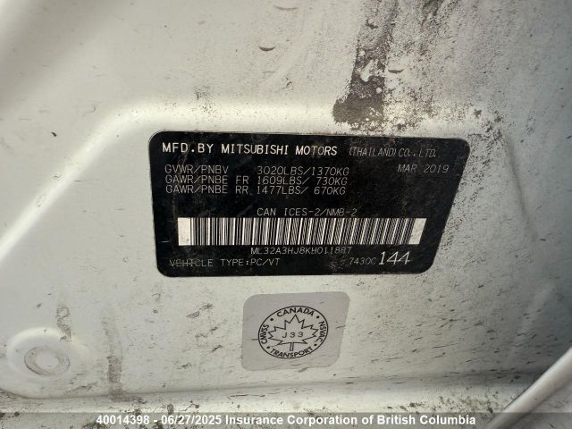 ML32A3HJ8KH011887 Mitsubishi Mirage