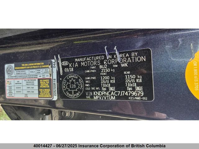KNDPNCAC7J7479679 KIA gdi theta ii