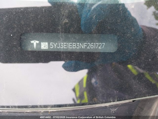 5YJ3E1EB3NF261727 Tesla MODEL 3