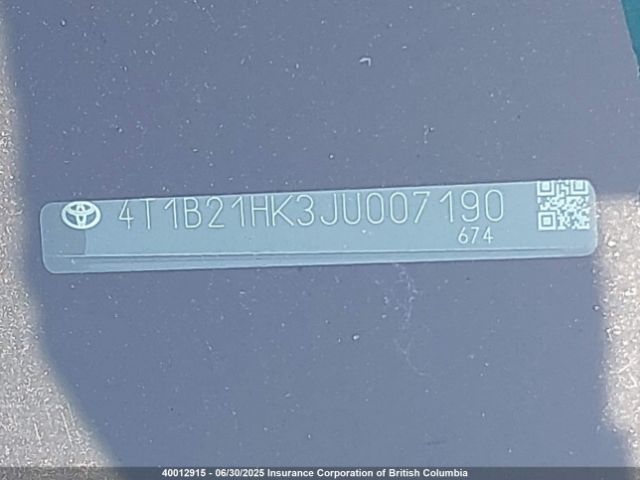 4T1B21HK3JU007190 Toyota a25a-fxs port+direct
