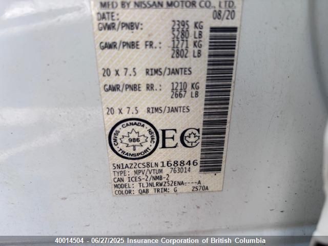 5N1AZ2CS8LN168846 Nissan Murano