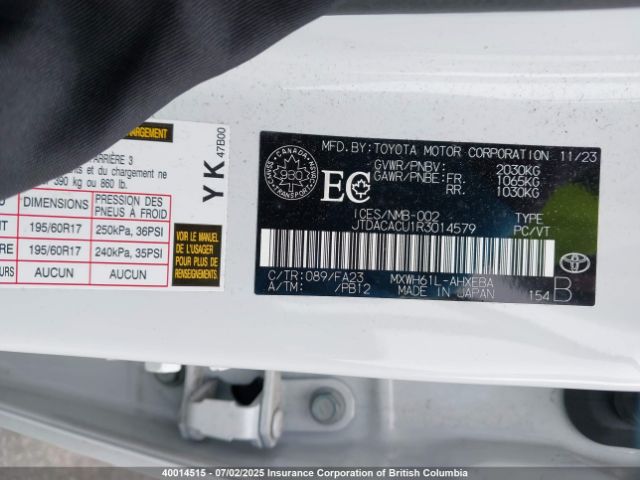 JTDACACU1R3014579 Toyota m20a-fxs