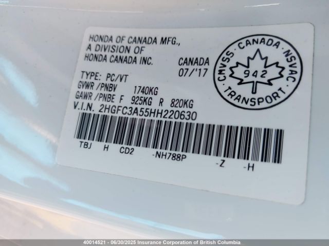 2HGFC3A55HH220630 Honda l15b7