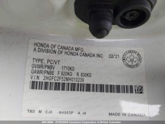 2HGFC2F52MH010239 Honda k20c2