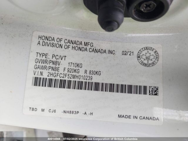 2HGFC2F52MH010239 Honda k20c2