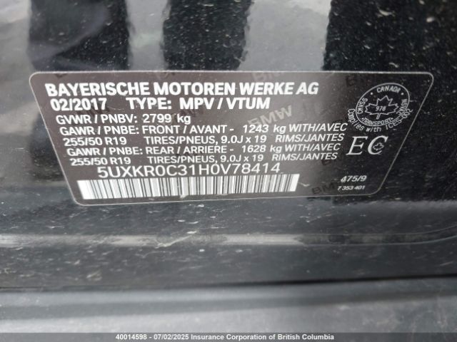 5UXKR0C31H0V78414 BMW 2017