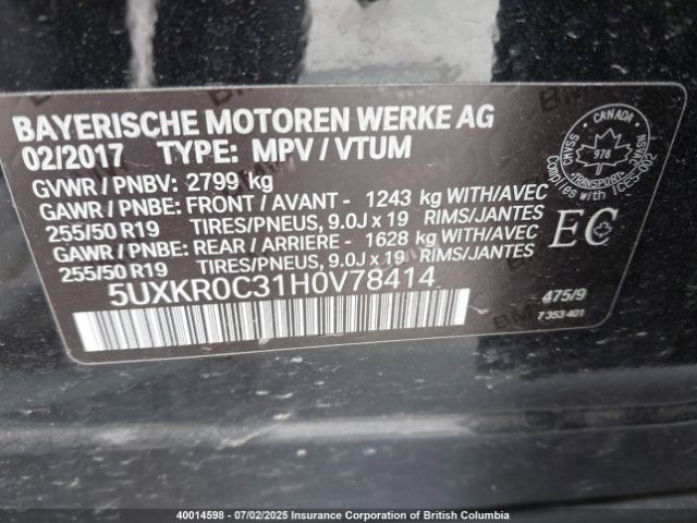 5UXKR0C31H0V78414 BMW 2017