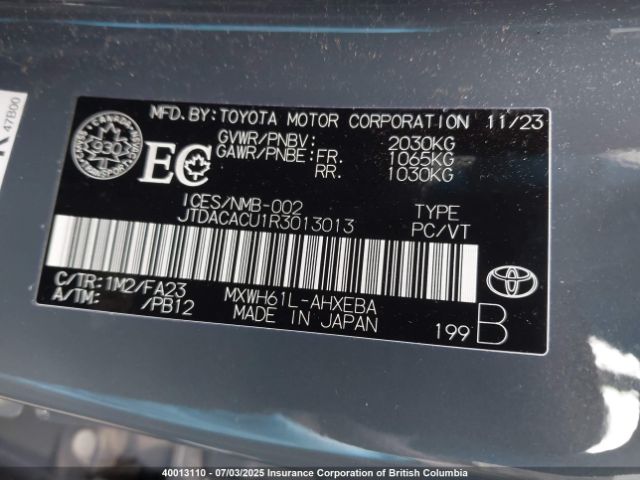 JTDACACU1R3013013 Toyota m20a-fxs