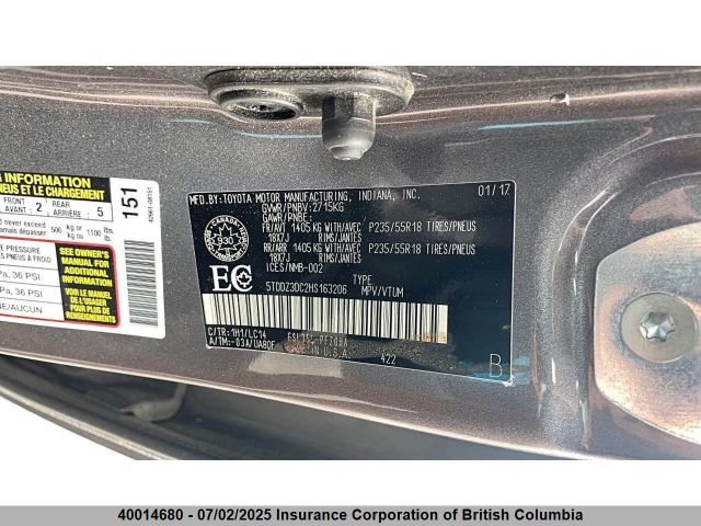 5TDDZ3DC2HS163206 Toyota 2gr-fks