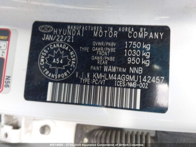 KMHLM4AG9MU142457 Hyundai mpi nu pe
