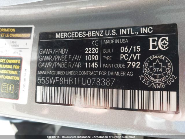 55SWF8HB1FU078387 Mercedes-Benz 2015